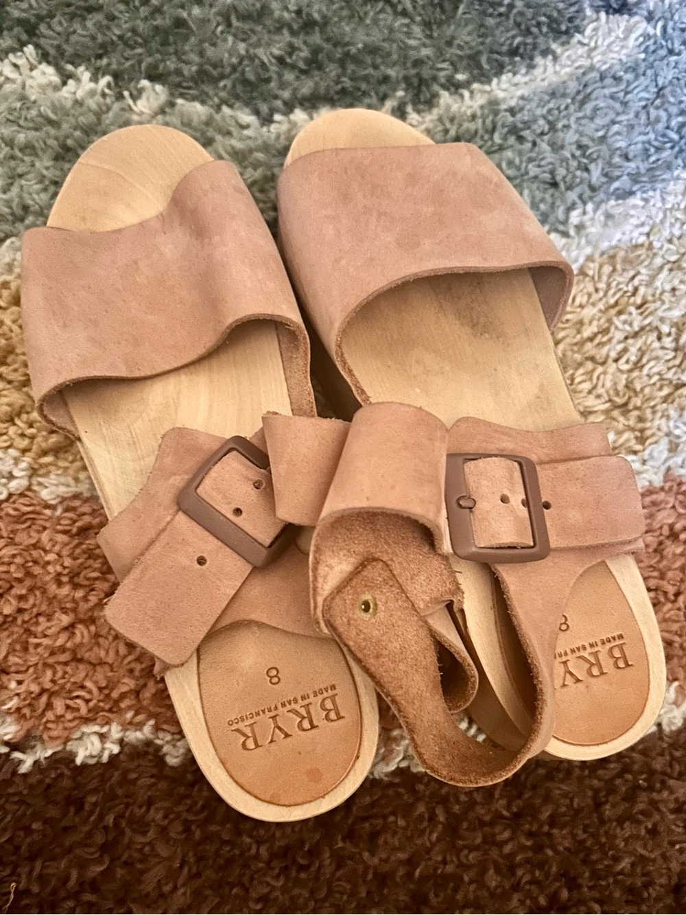 BRYR Ursi Platform Nubuck Clog Sandals in Blush Sz US 8 EU 38 - Picture 4 of 8